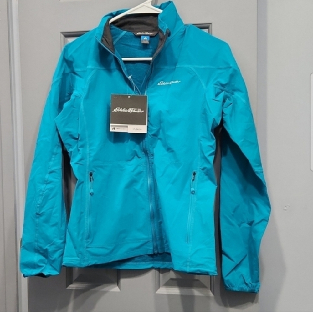 NWUT Eddie Bauer Sandstone Softshell Windbreaker Jacket Rainier Teal Blue XS